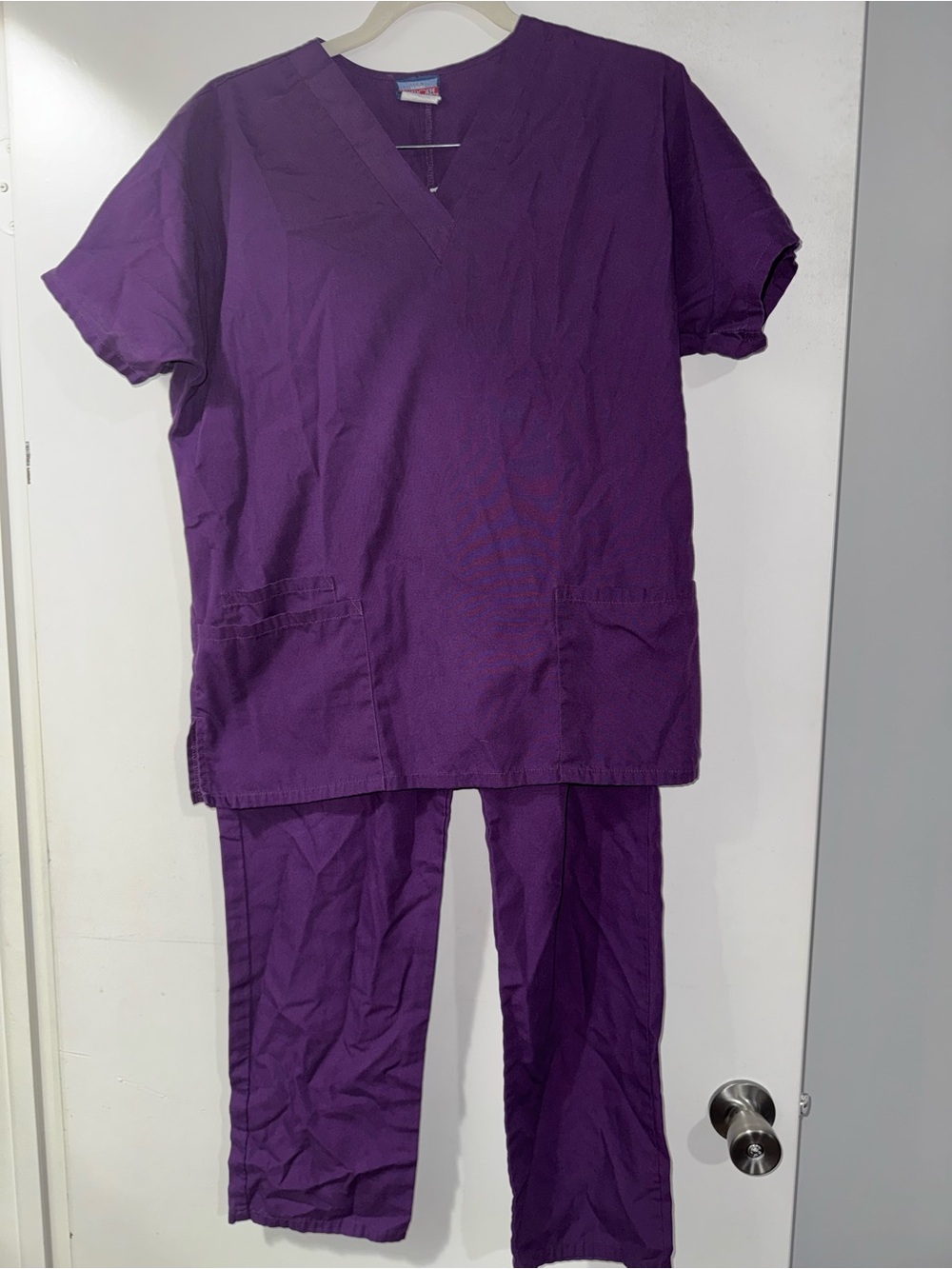 Deep Purple V-Neck Scrub Set - Top & Pants